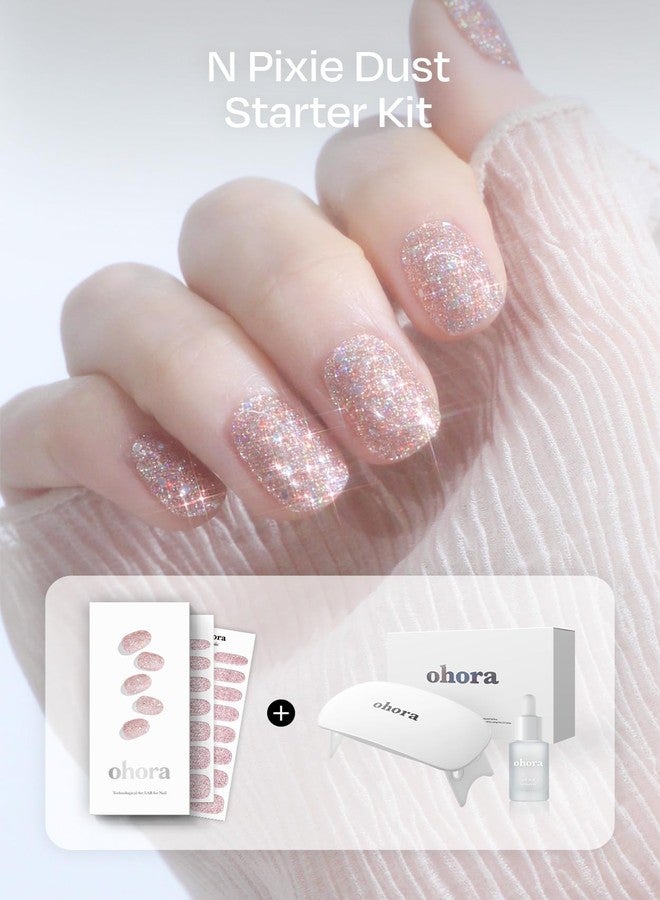 ohora Semi-Cured Gel Nail Strips Value Set (N Pixie Dust Starter Kit) Includes Full Size Lamp and Mini Remover, Salon-Quality, Long Lasting, Easy to Apply & Remove - Image 2